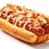 many onion many cheese french double hot dog white background generative ai 918839 12006